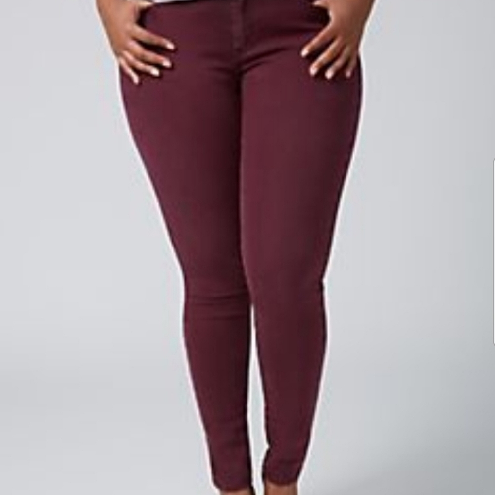 LB Burgundy Denim Leggings